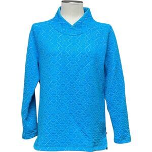 T by Talbots Quilted Glitter Snowflake Pullover Blue Silver Medium